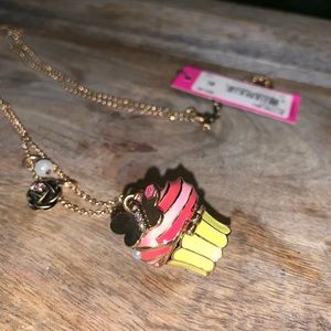 NWT BETSY JOHNSON CUPCAKE BUTTERFLY LONG NECKLACE